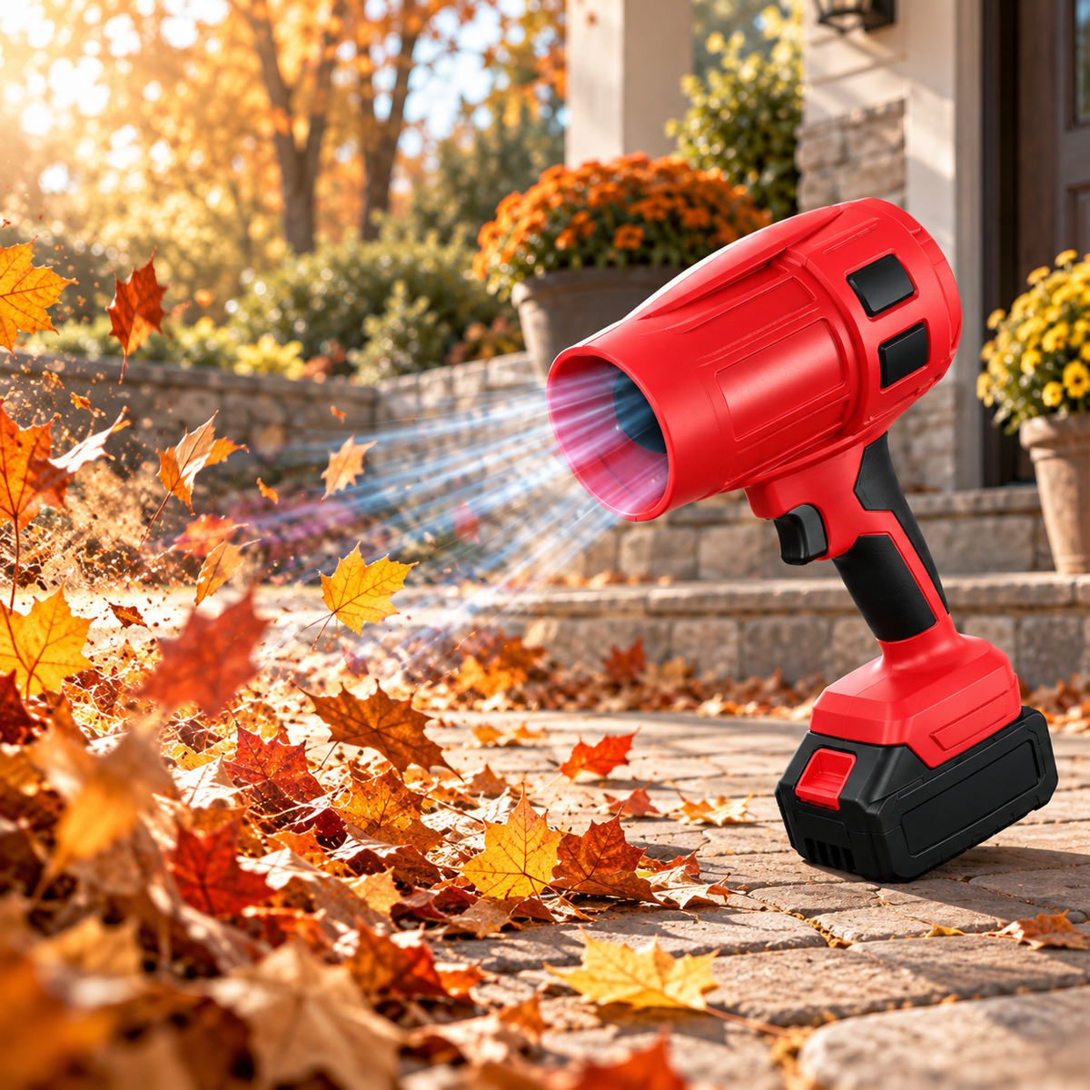 GALEHAWK cordless jet blower clearing autumn leaves