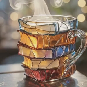 STORYSTEEP™ 3D Book Mug — Hand-Painted Stacked Books Ceramic Mug & Book Lover's Keepsake