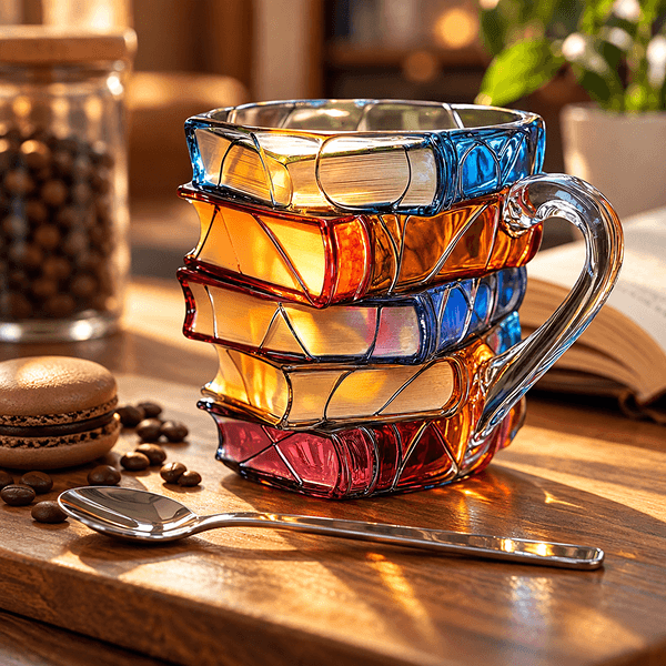 STORYSTEEP™ 3D Book Mug — Hand-Painted Stacked Books Ceramic Mug & Book Lover's Keepsake