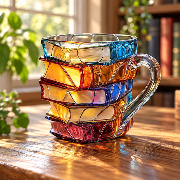 STORYSTEEP™ 3D Book Mug — Hand-Painted Stacked Books Ceramic Mug & Book Lover's Keepsake