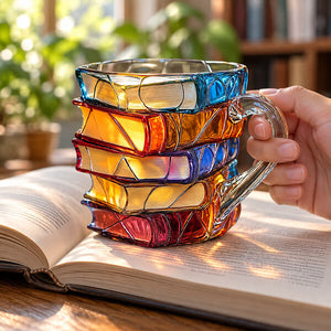 STORYSTEEP™ 3D Book Mug — Hand-Painted Stacked Books Ceramic Mug & Book Lover's Keepsake